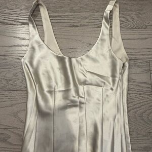 Meshki Cream Satin floor length dress